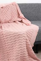 Meral Triko Örgülü Ponponlu Tv Battaniyesi 130 x 170 cm (PEMBE)