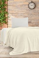 SİMON  Triko Yatak Örtüsü TEK KİŞİLİK 180 x 230 (KEMİK) -